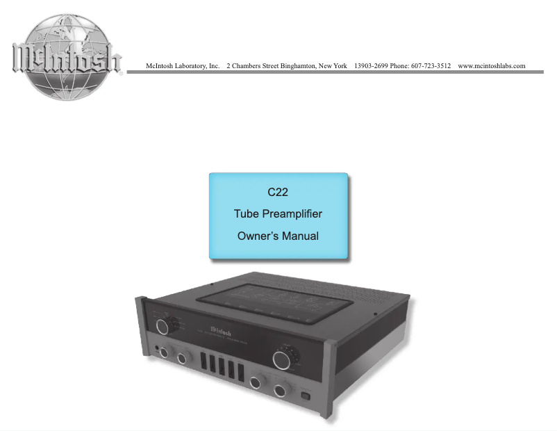 Page n°1 - Manuel utilisateur McIntosh C22