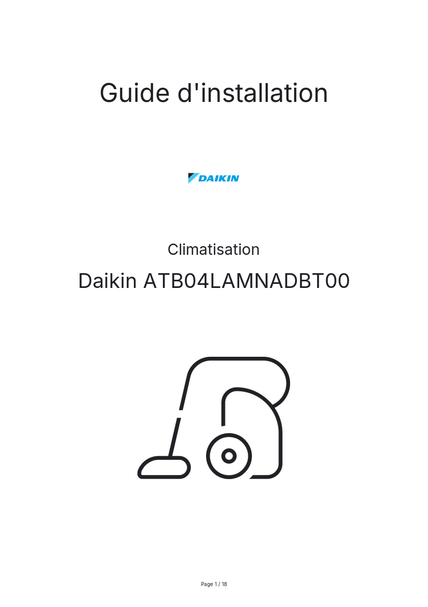 Page n°1 - Guide d'installation Daikin ATB04LAMNADBT00