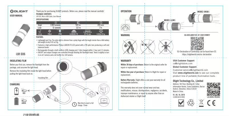 Page 1 de la notice Manuel utilisateur Olight I1R EOS