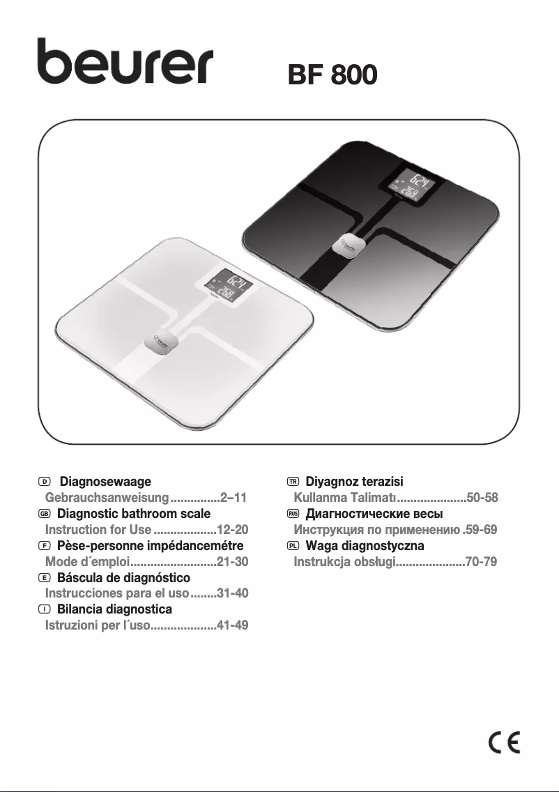 Page 1 de la notice Manuel utilisateur Beurer BF 800