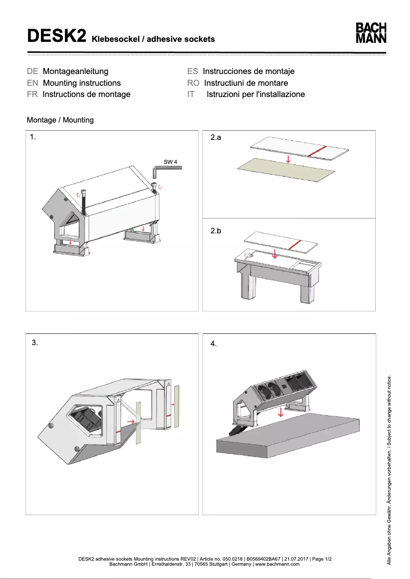 Page 1 de la notice Manuel utilisateur Bachmann Desk 2