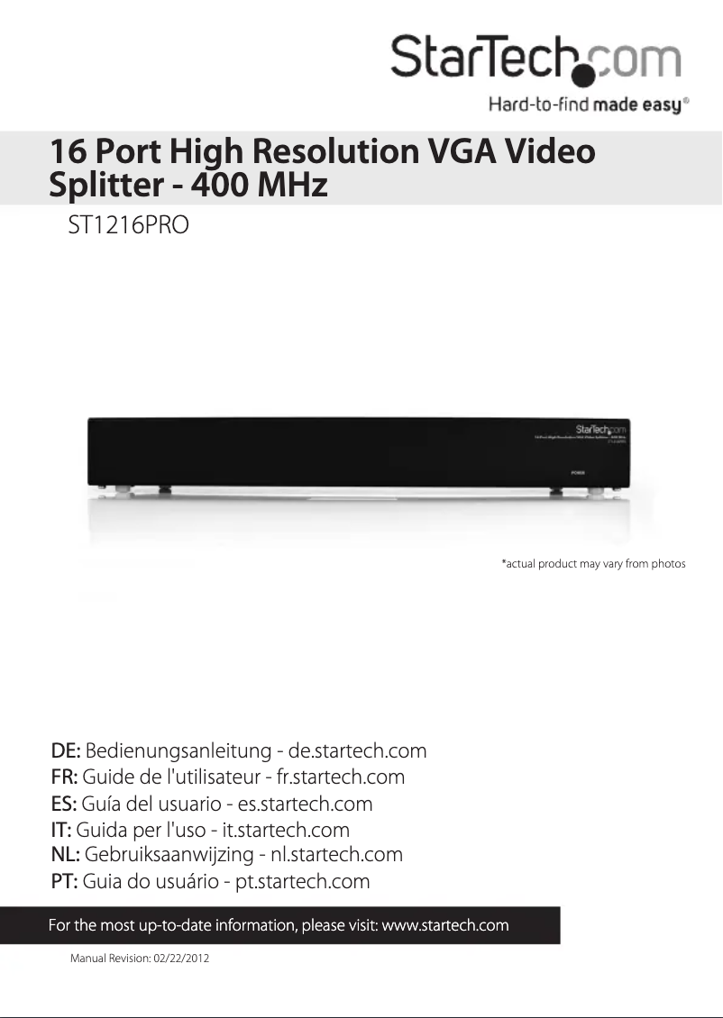 Image de la première page du manuel de l'appareil ST1216PRO