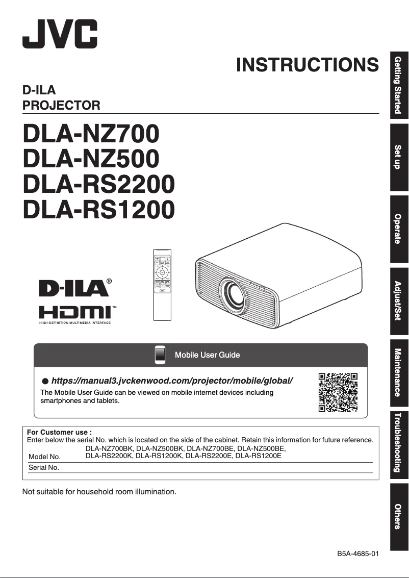 Page 1 de la notice Manuel utilisateur JVC DLA-NZ500