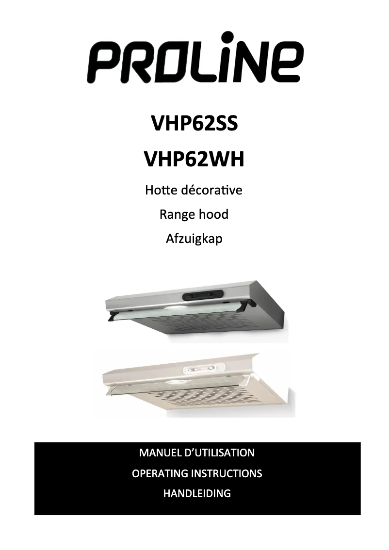 Page n°1 - Manuel utilisateur Proline VHP62WH