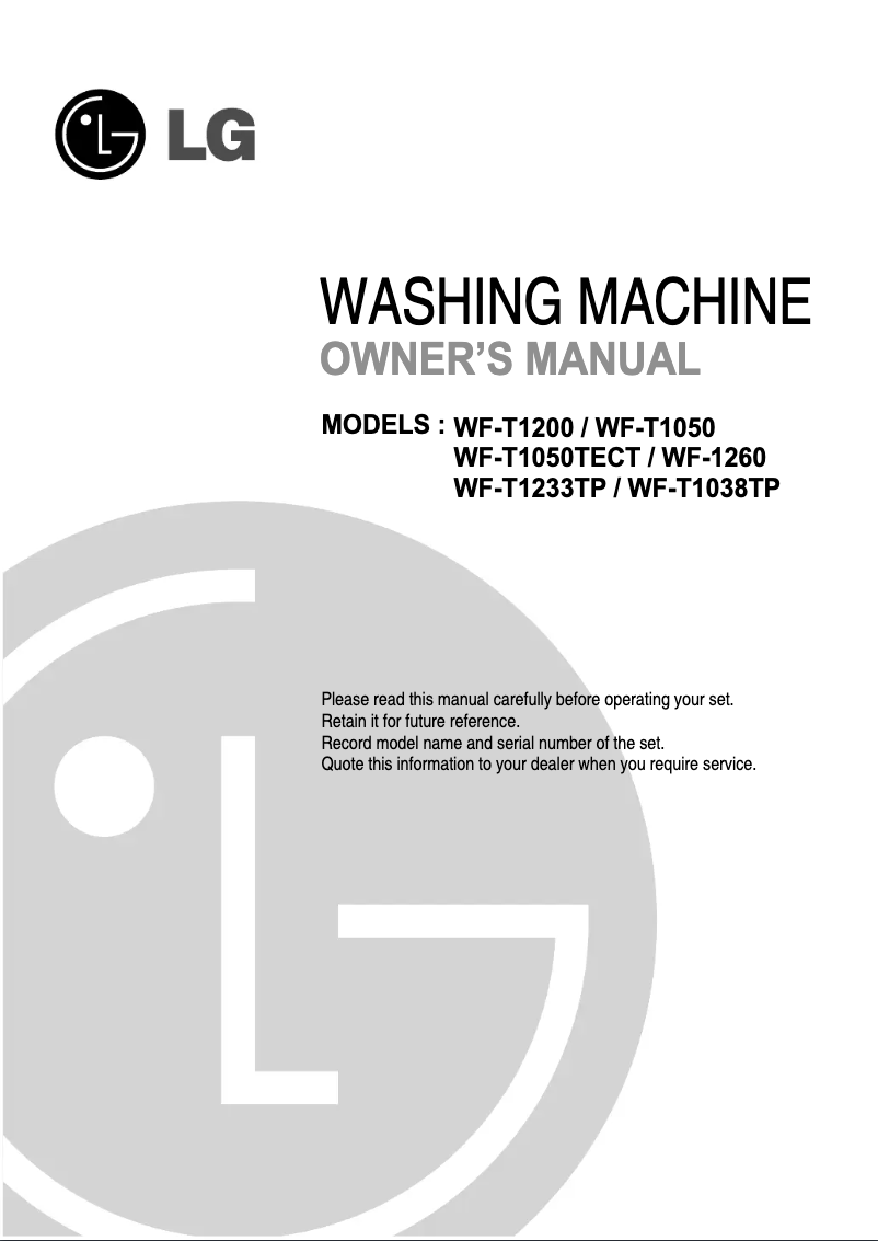 Page n°1 - Manuel utilisateur LG WF-T1038TP