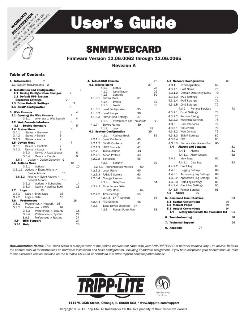Página 1 del manual Manual de usuario Tripp Lite SNMPWEBCARD