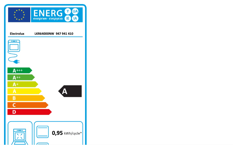 Page 1 de la notice Label énergétique Electrolux LKR64000NW