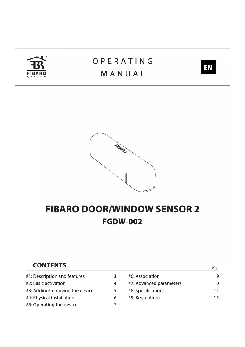 Page n°1 - Manuel utilisateur Fibaro FIBEFGDW-002-1