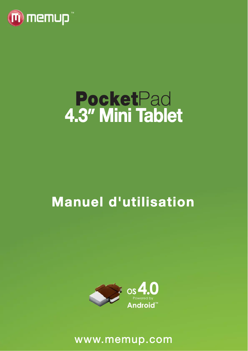 Page 1 de la notice Manuel utilisateur Memup PocketPad 4.3 Mini Tablet