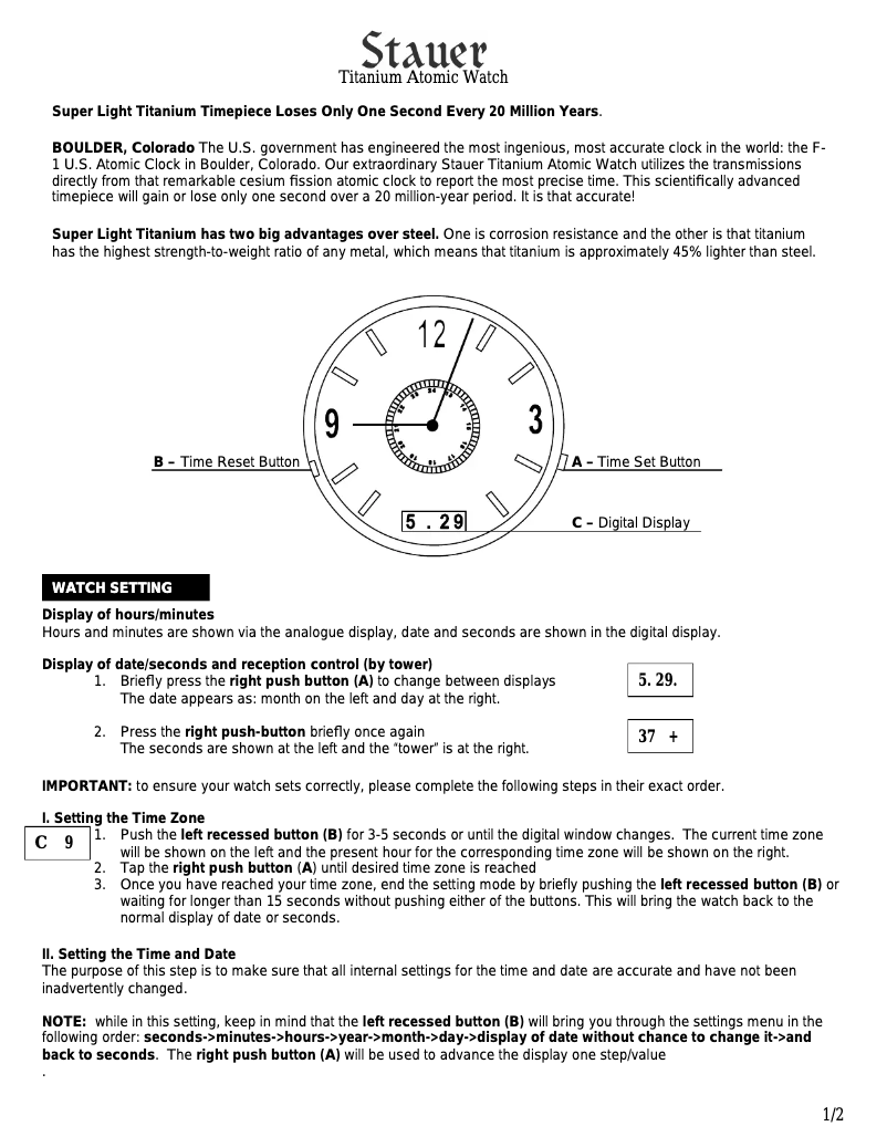 Page n°1 - Manuel utilisateur Stauer 17468