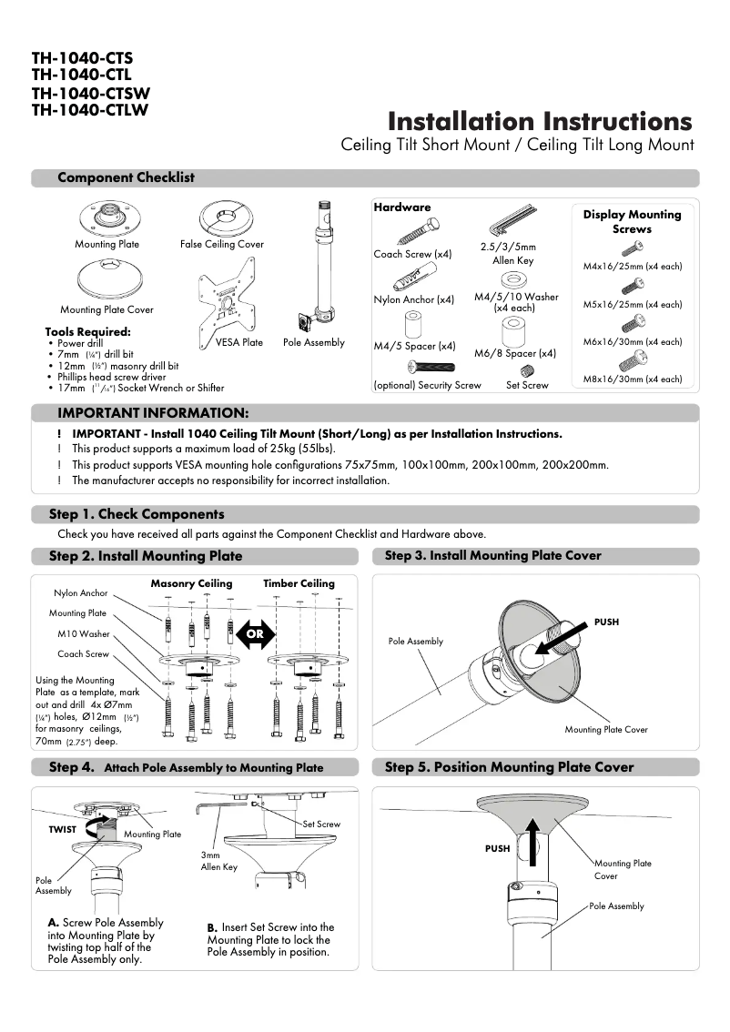 Page n°1 - Manuel utilisateur Atdec TH-1040-CT