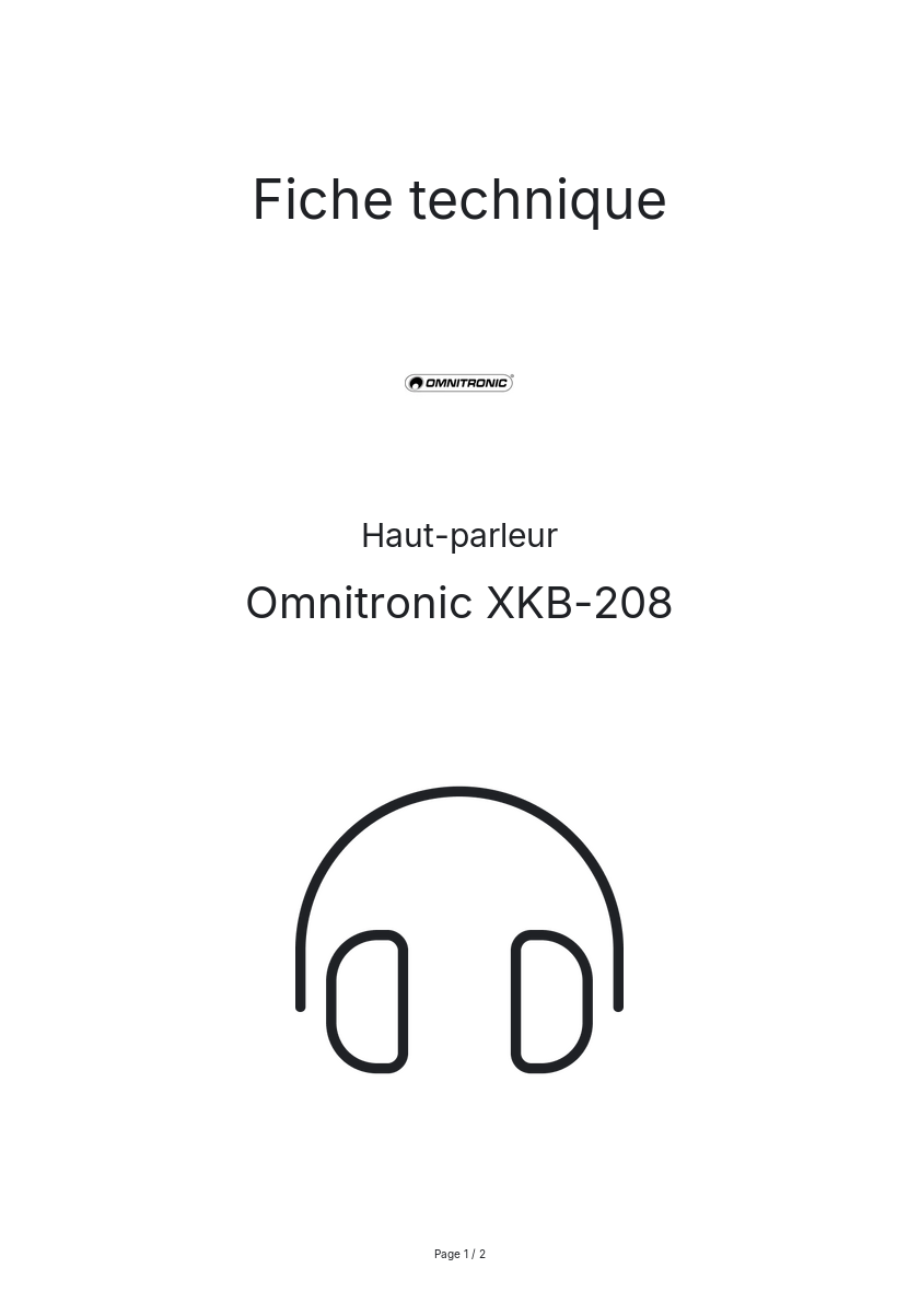 Page n°1 - Fiche technique Omnitronic XKB-208