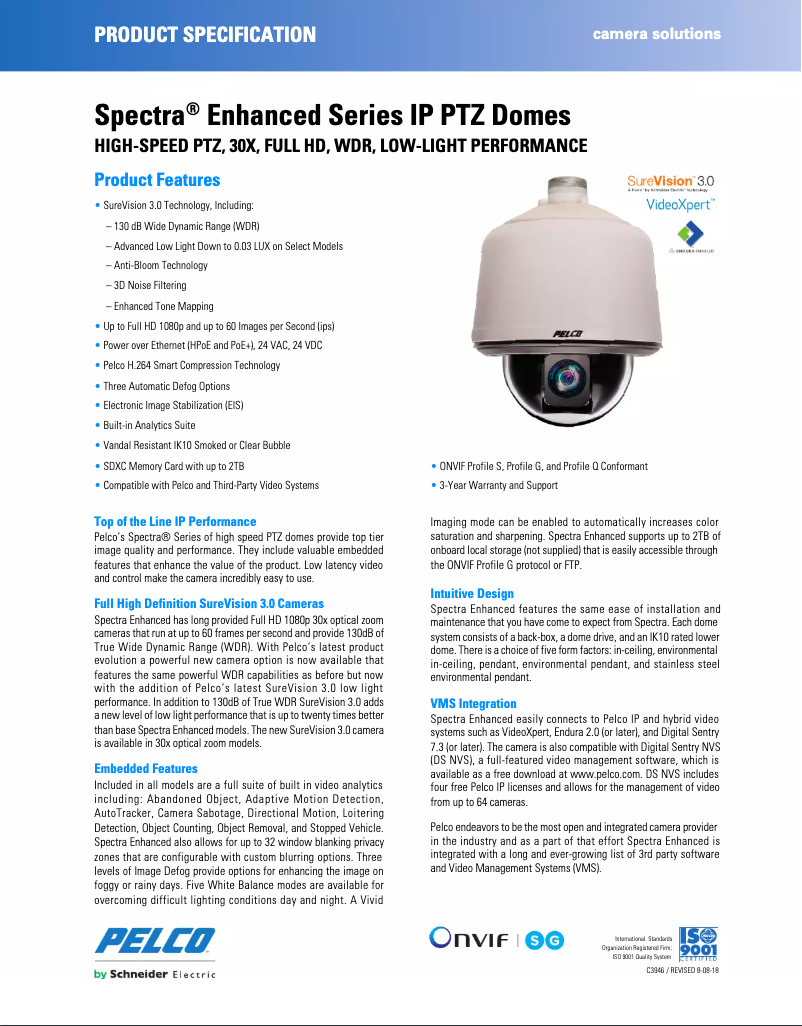 Page n°1 - Fiche technique Pelco Spectra S6230