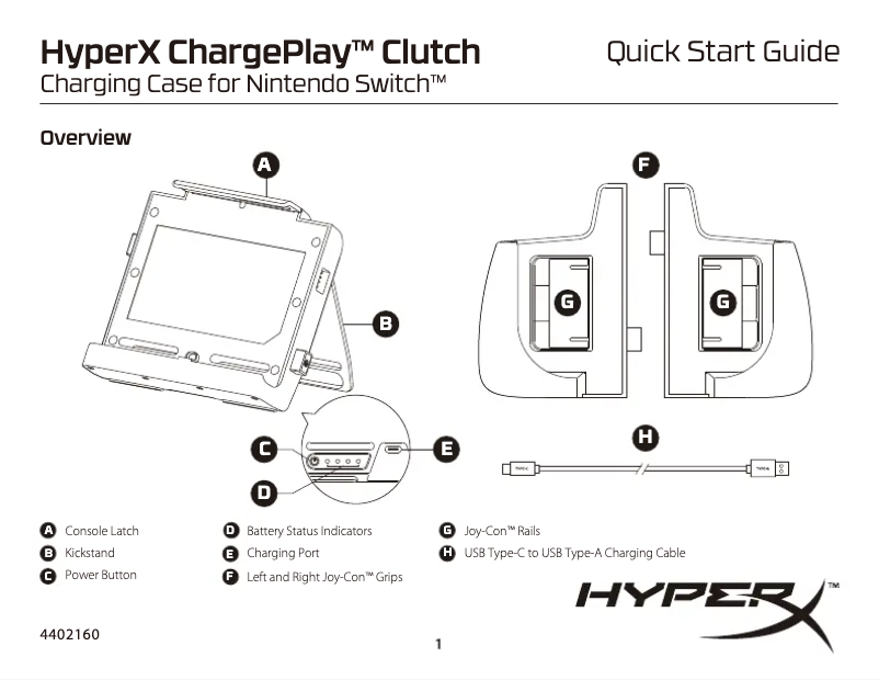Page n°1 - Manuel utilisateur HyperX ChargePlay Clutch Nintendo Switch