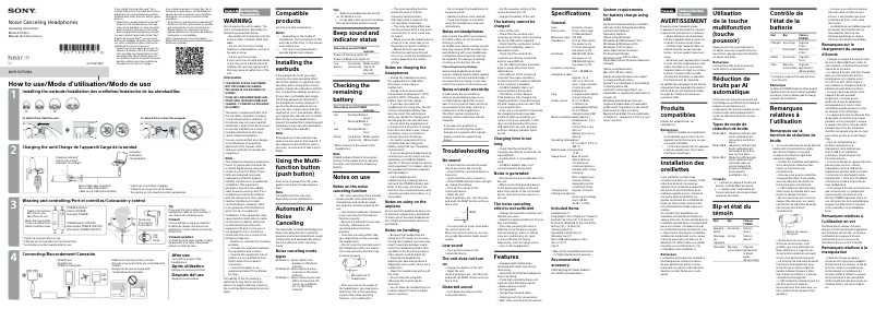 Page n°1 - Manuel utilisateur Sony MDR-EX750NA