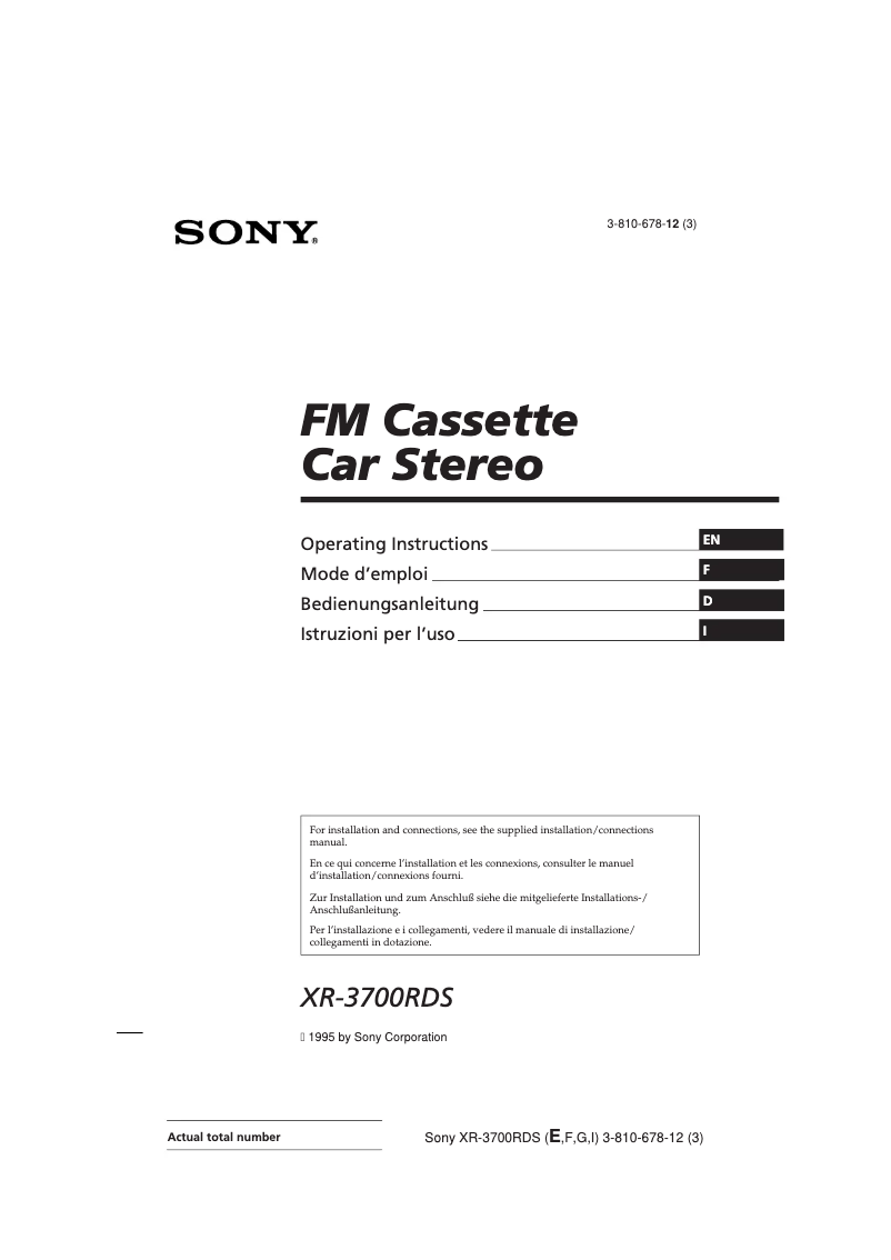 Página 1 del manual Manual de usuario Sony XR-3700RDS