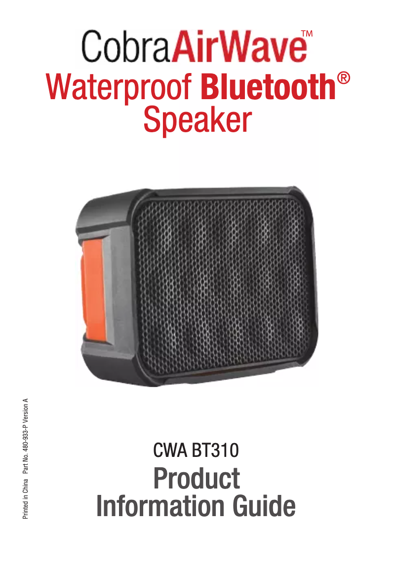 Page 1 de la notice Manuel utilisateur Cobra Airwave CWA BT310