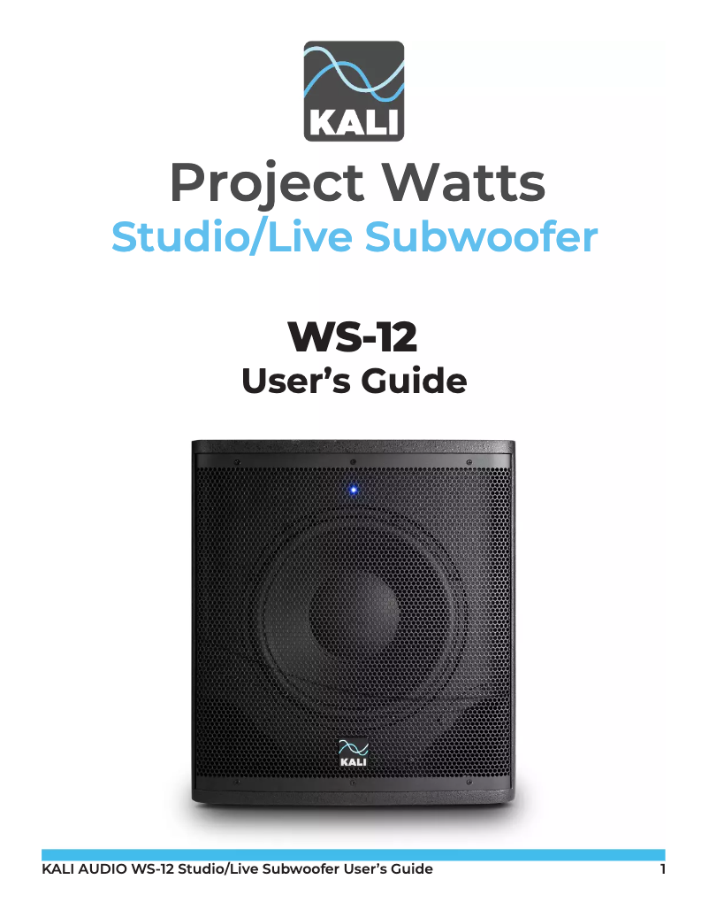 Page 1 de la notice Manuel utilisateur Kali Audio WS-12
