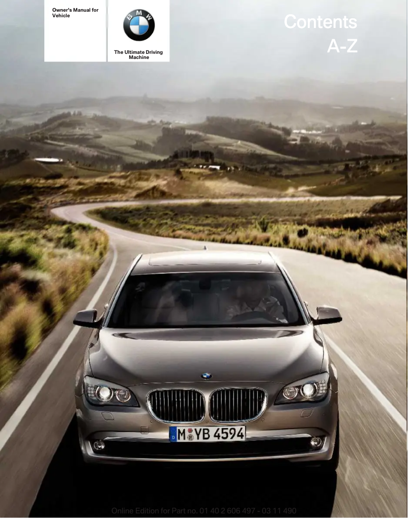 Image de la première page du manuel de l'appareil 740i Sedan (2011)
