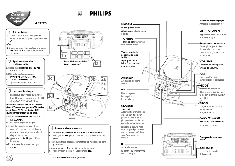 Página 1 del manual Guía de inicio rápido Philips AZ1226