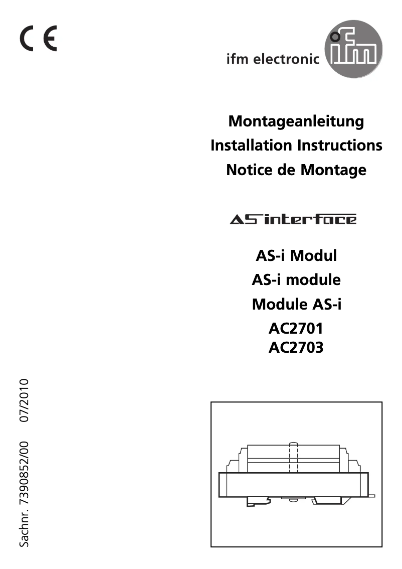 Page 1 de la notice Manuel utilisateur IFM AC2701
