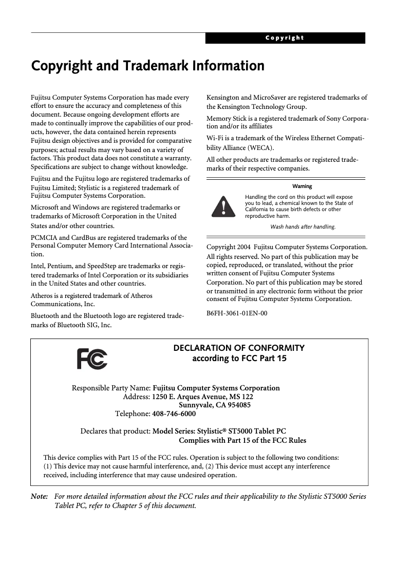 Page 1 de la notice Manuel utilisateur Fujitsu Stylistic ST5021