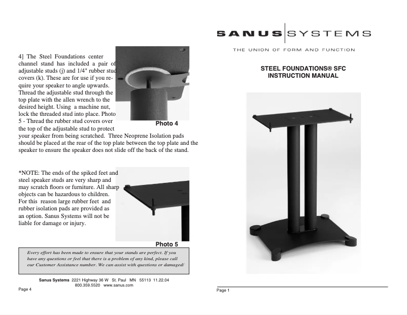Page 1 de la notice Guide d'installation Sanus SFC18