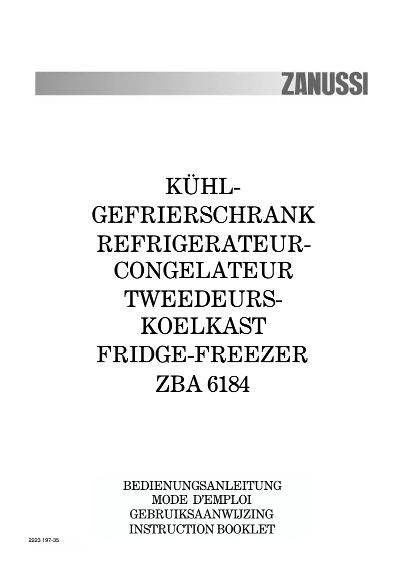 Image de la première page du manuel de l'appareil ZBA 6184