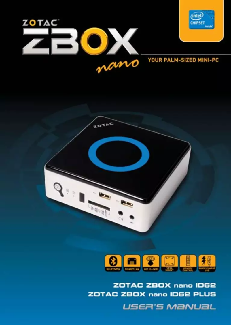 Page 1 de la notice Manuel utilisateur Zotac ZBOX ID62 Nano