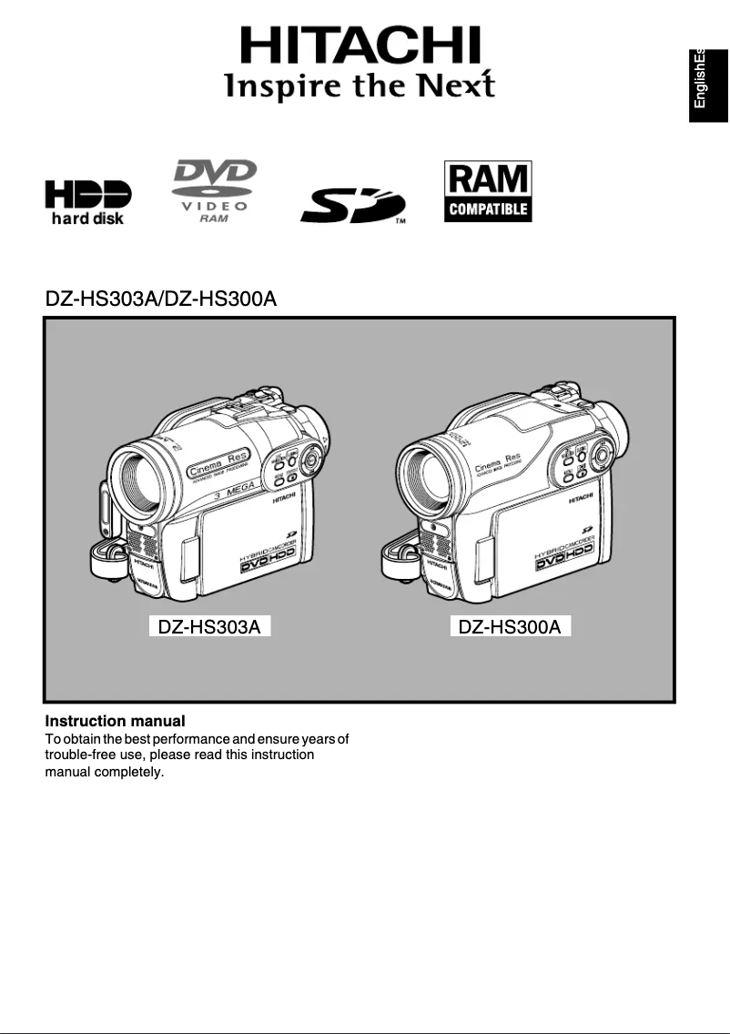 Image de la première page du manuel de l'appareil DZ-HS303A