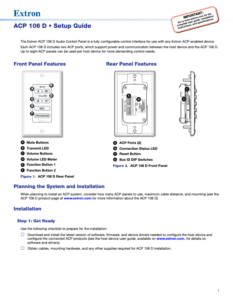 Image de la première page du manuel de l'appareil ACP 106 D