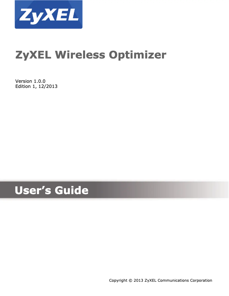Page 1 de la notice Manuel utilisateur ZyXEL Wireless Optimizer