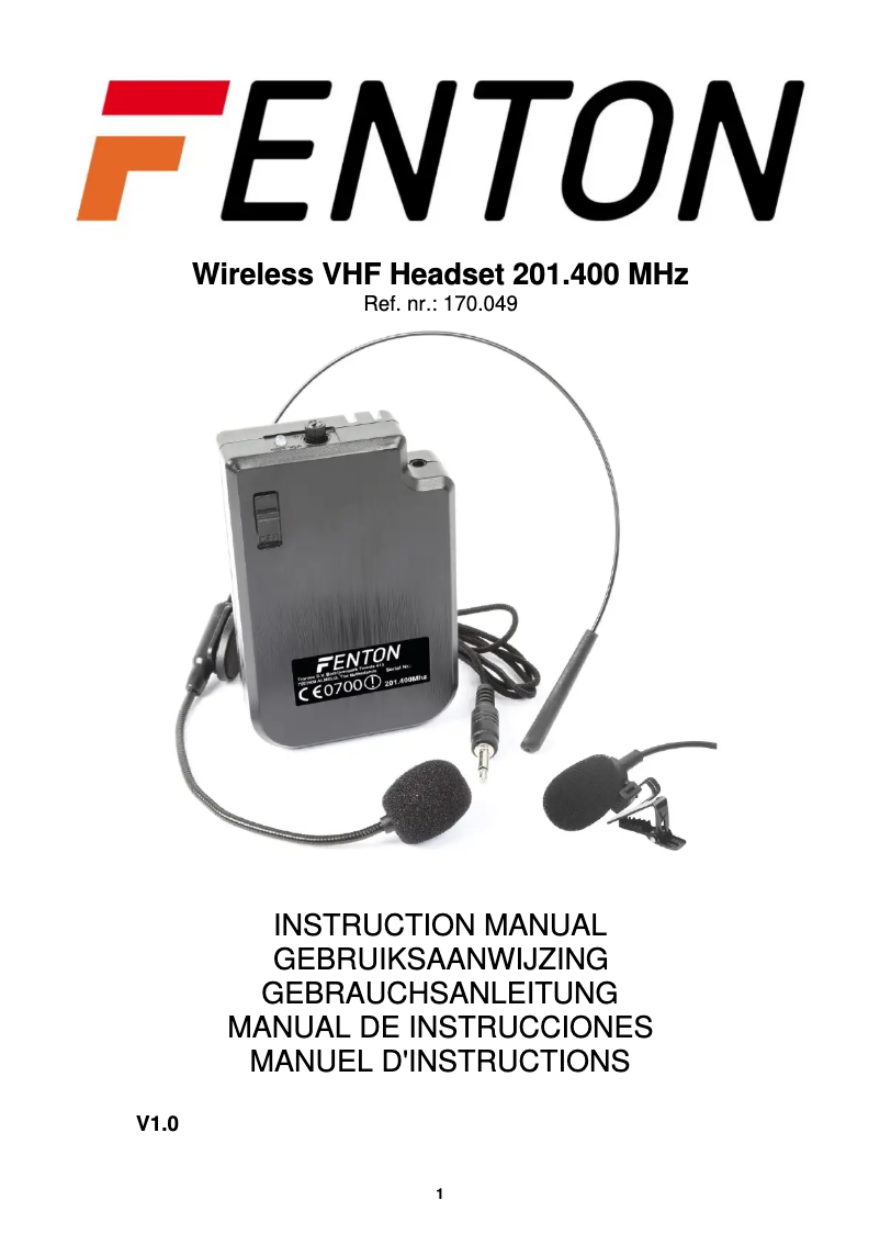 Page n°1 - Manuel utilisateur Fenton WH201