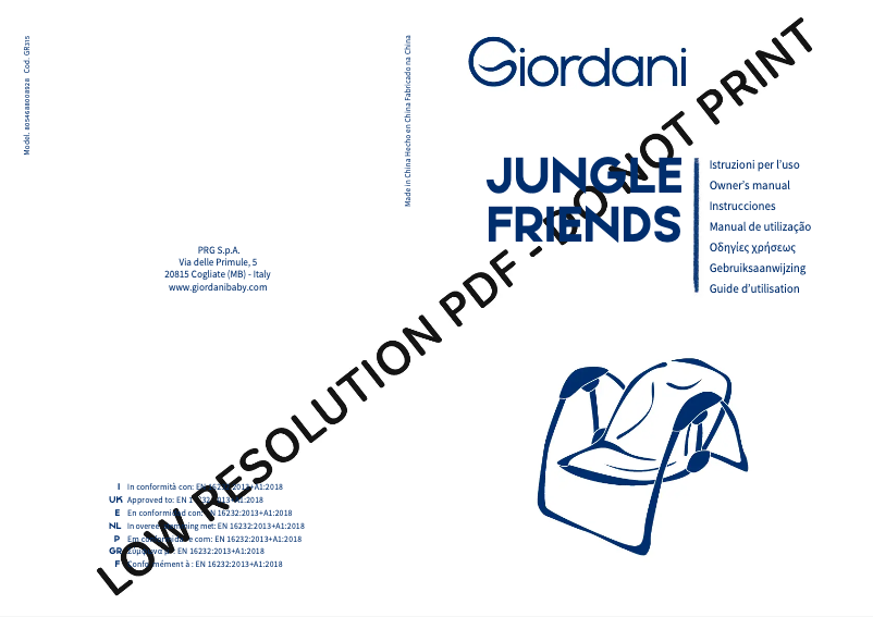 Page 1 de la notice Manuel utilisateur Giordani Jungle Friends