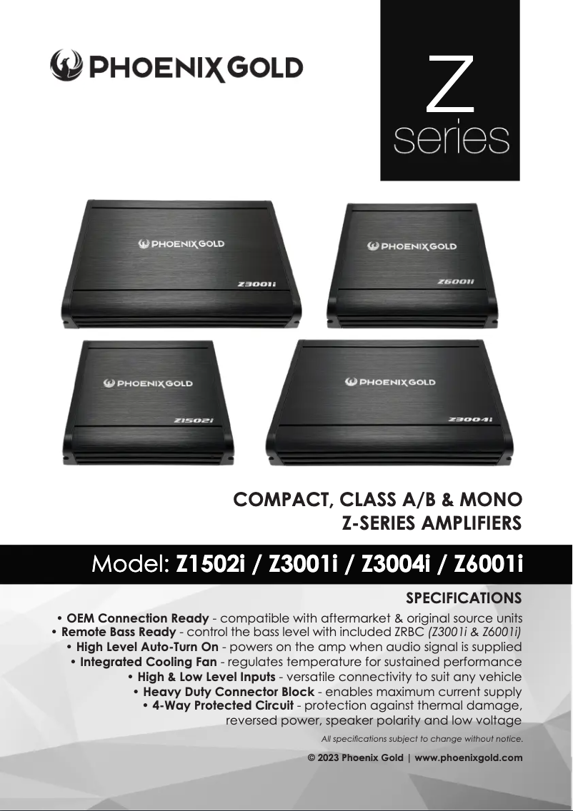 Page 1 de la notice Manuel utilisateur Phoenix Gold Z6001i