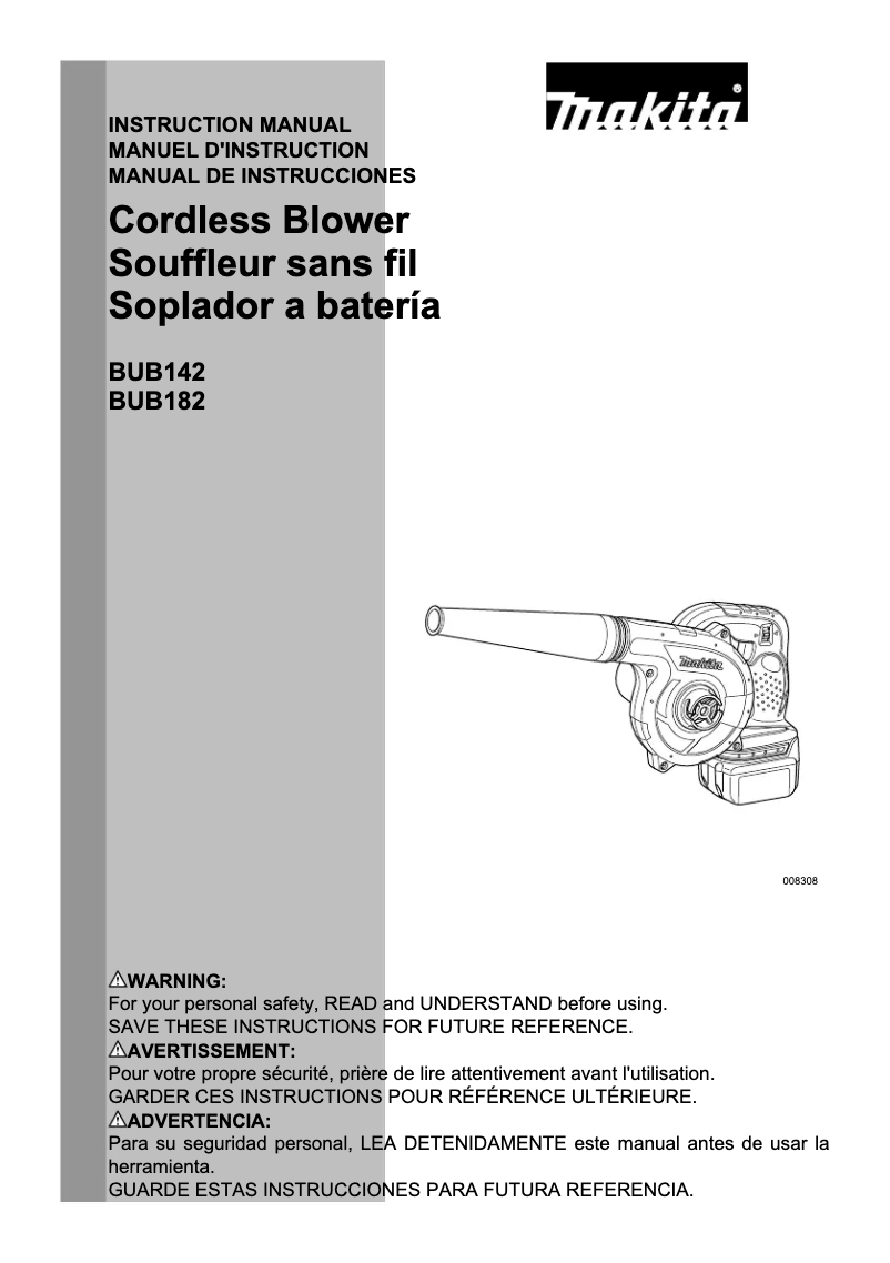 Image de la première page du manuel de l'appareil BUB142Z