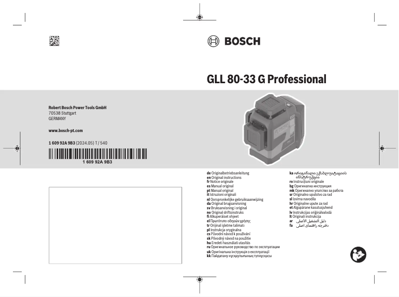 Página 1 del manual Manual de usuario Bosch GLL 3-80 G Professional