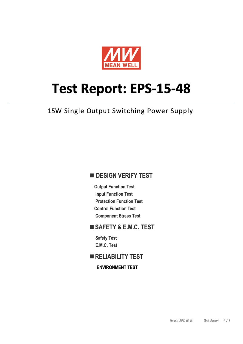 Page n°1 - Fiche technique Mean Well EPS-15-48