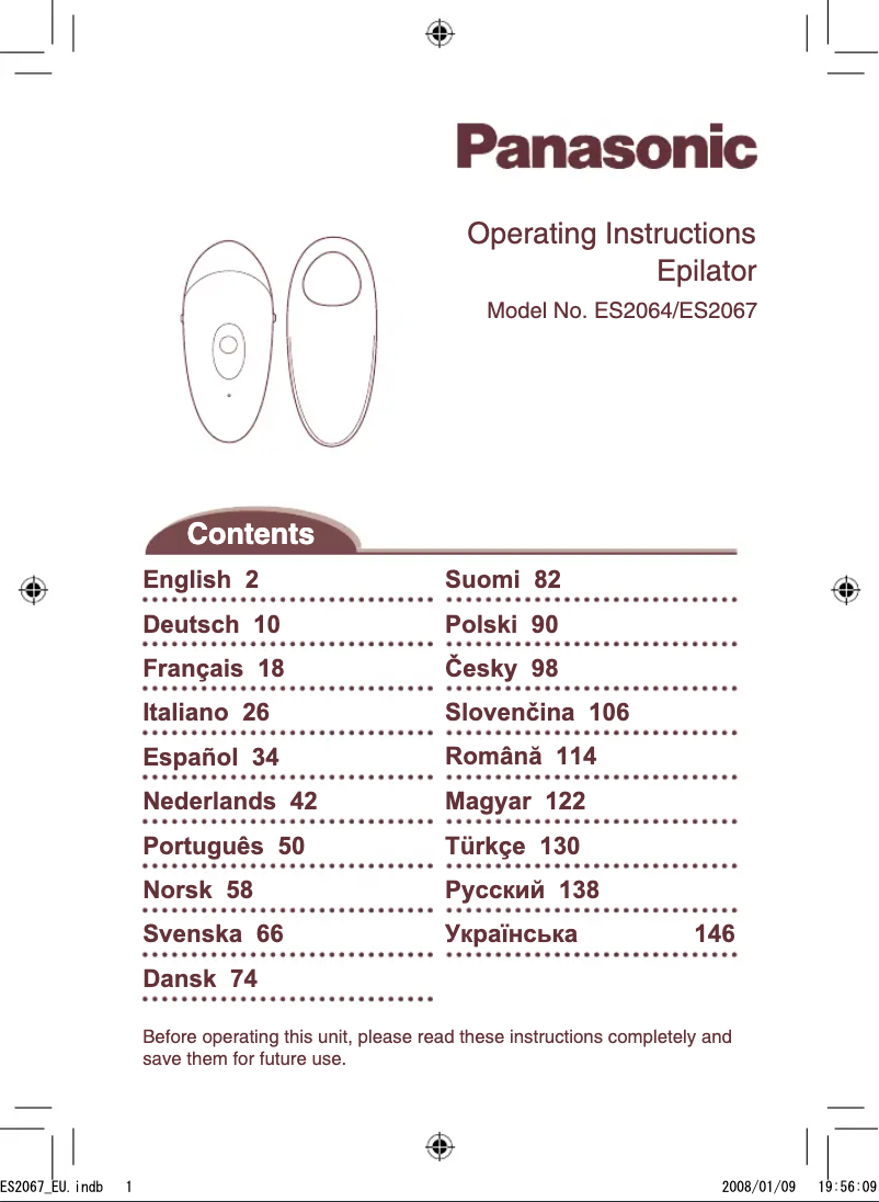 Image de la première page du manuel de l'appareil ES-2064
