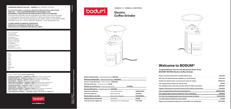 Página 1 del manual Manual de usuario Bodum Bistro