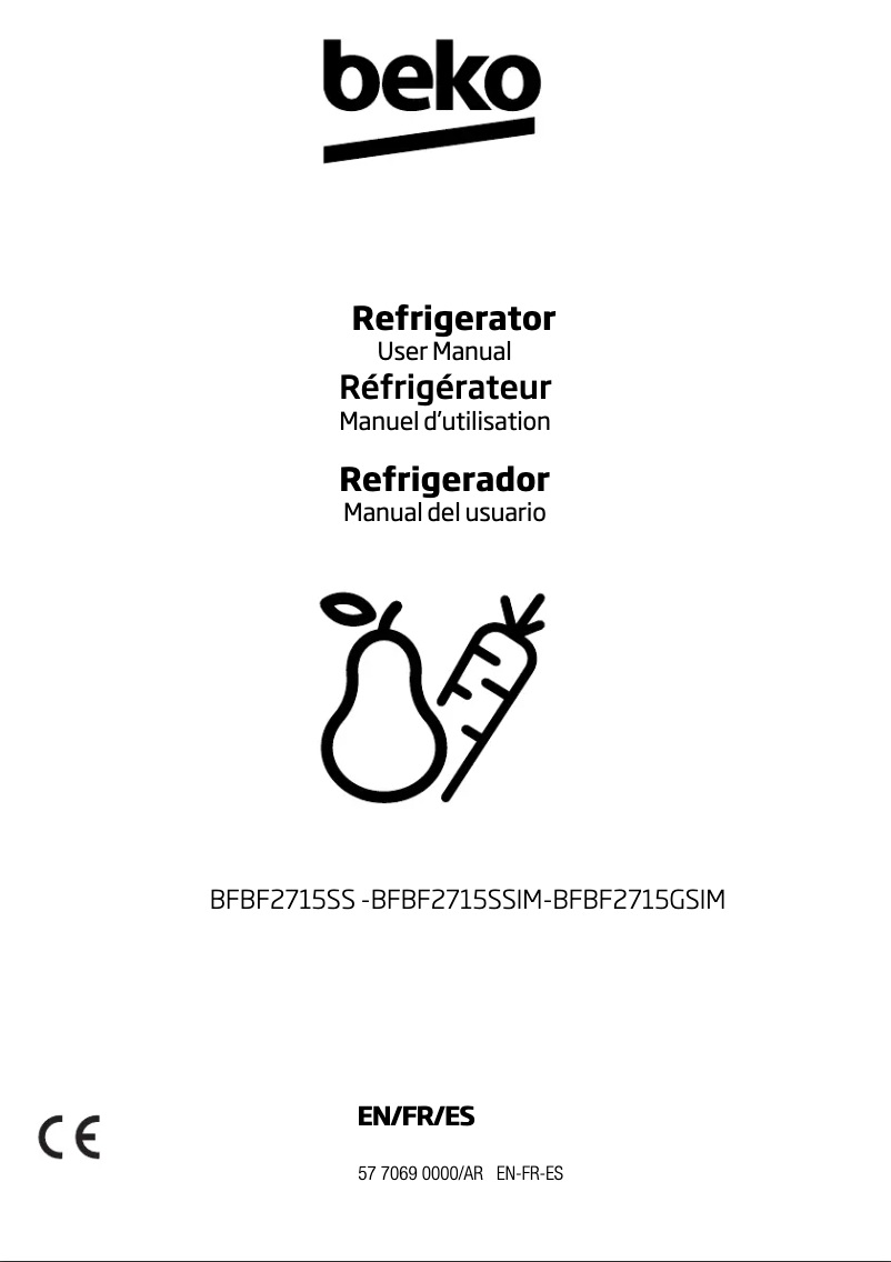 Page 1 de la notice Manuel utilisateur Beko BFBF2715GSIM