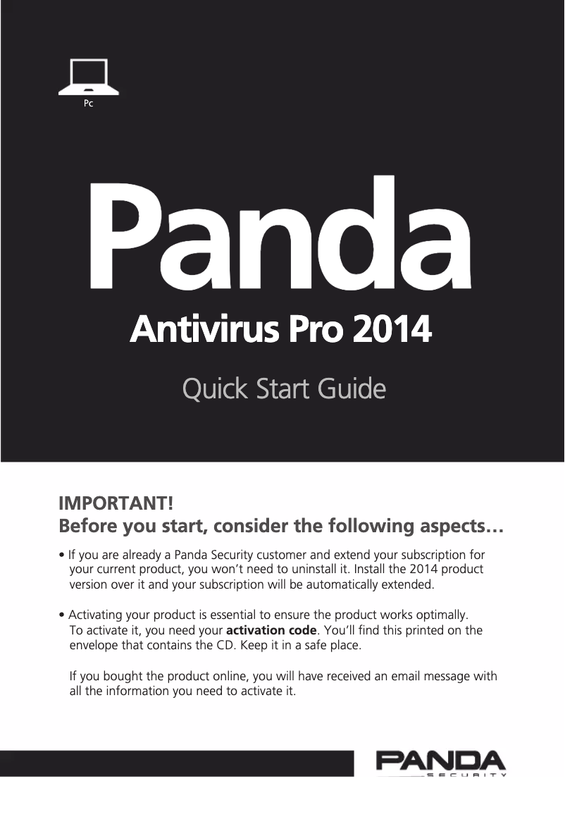 Page n°1 - Manuel utilisateur Panda Antivirus Pro 2014