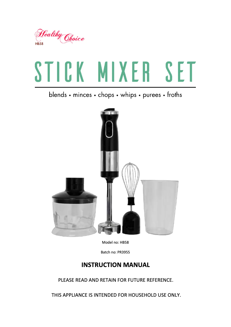 Page n°1 - Manuel utilisateur Healthy Choice HB57