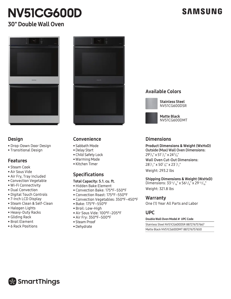 Page 1 de la notice Fiche technique Samsung NV51CG600DSR