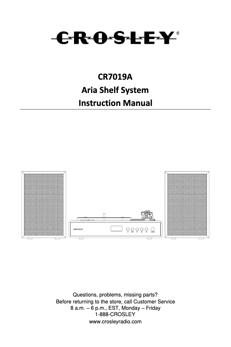 Page 1 de la notice Manuel utilisateur Crosley Aria CR7019A
