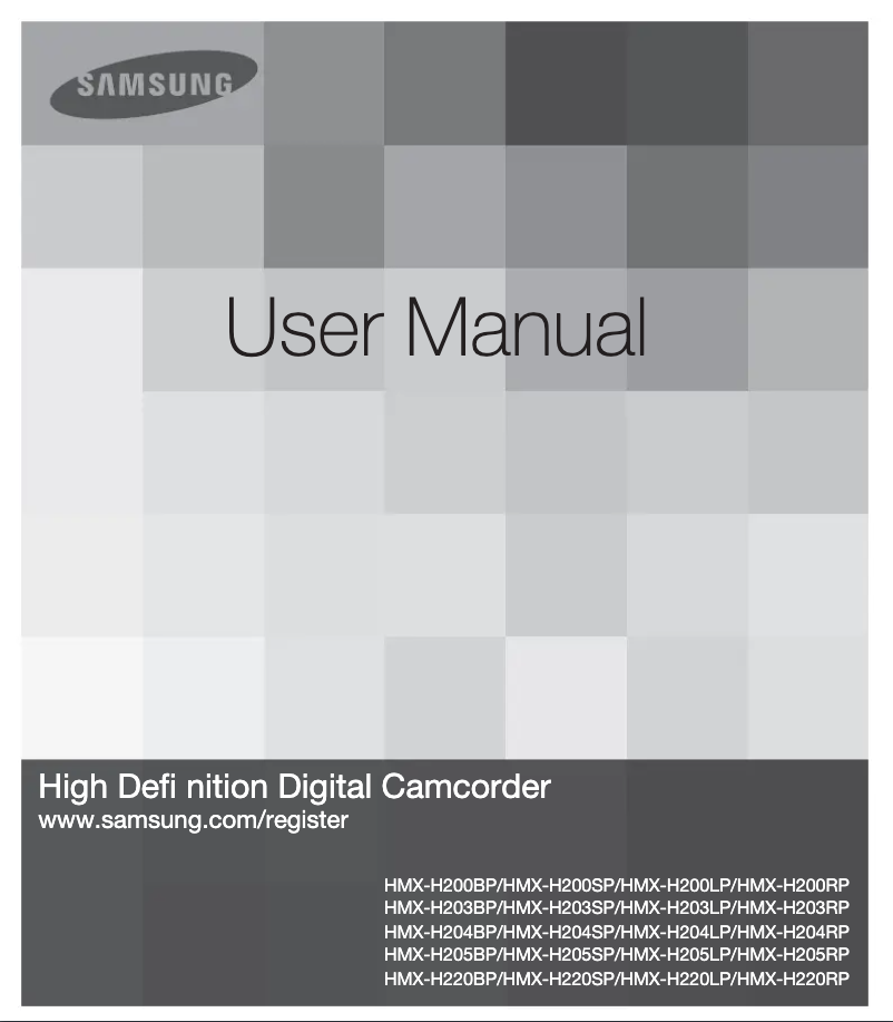 Page 1 de la notice Manuel utilisateur Samsung HMX-H220LP