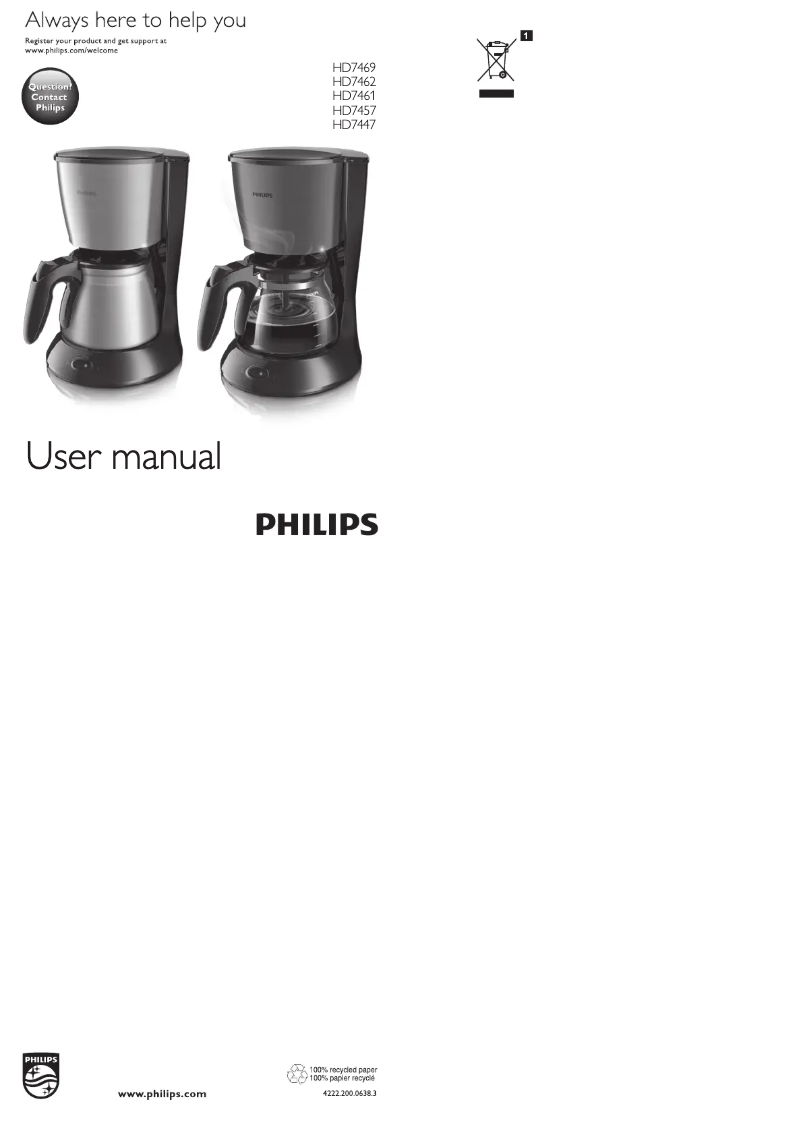 Page 1 de la notice Manuel utilisateur Philips Daily Collection HD7469