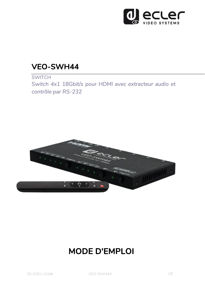 Page n°1 - Manuel utilisateur Ecler VEO-SWH44