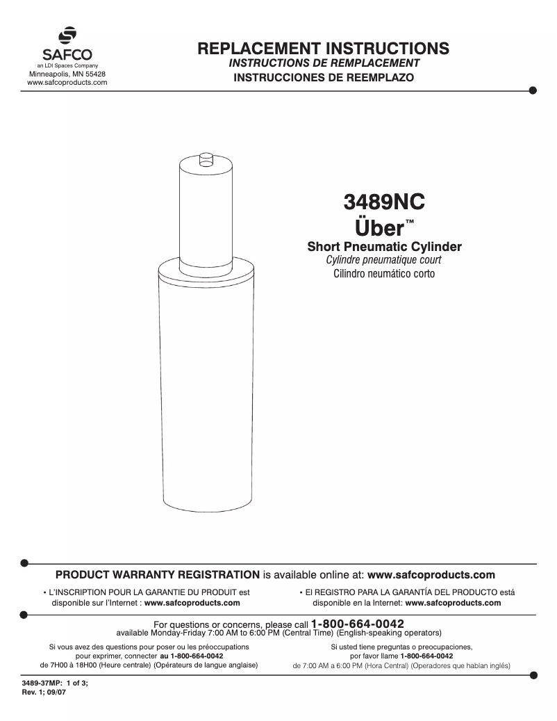 Page 1 de la notice Manuel utilisateur Safco 3489NC