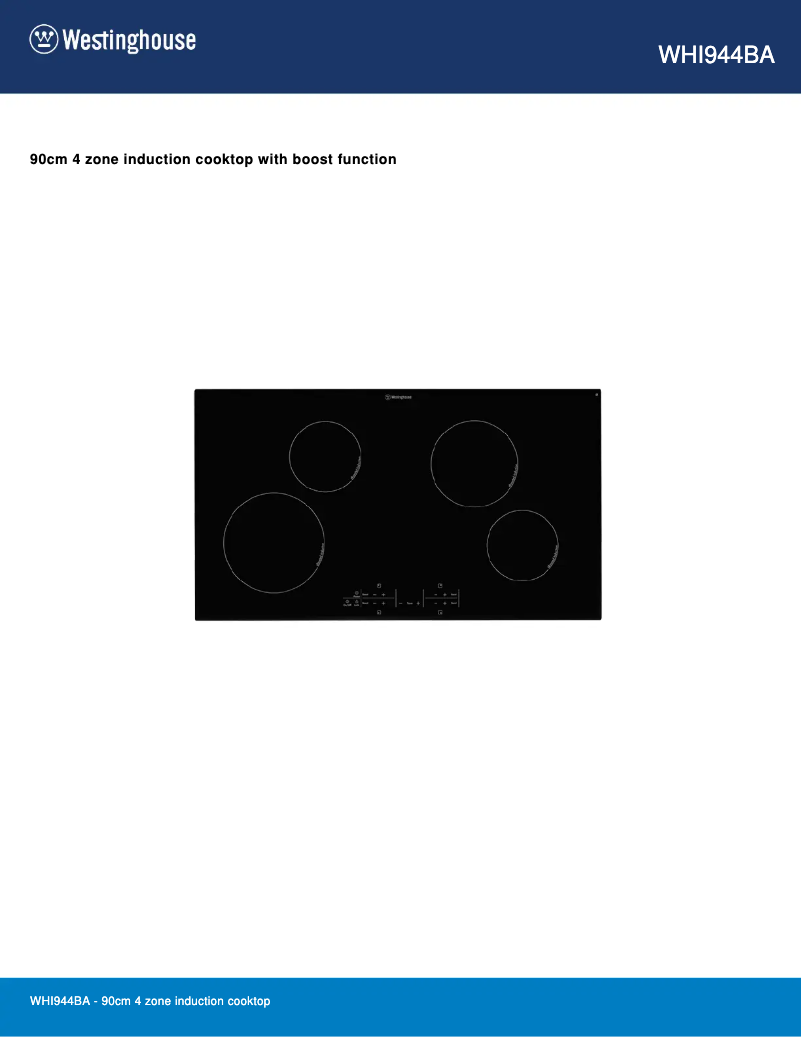 Page 1 of the manual Technical Sheet Westinghouse WHI944BA